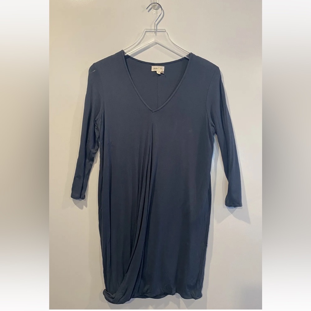 Anthropologie Meadow Rue Womens Size Small‎ Teal Draped Jersey Dress V-Neck